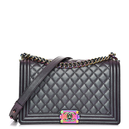 Chanel Iridescent Goatskin Quilted New Medium Boy Flap Purple 1 of 8