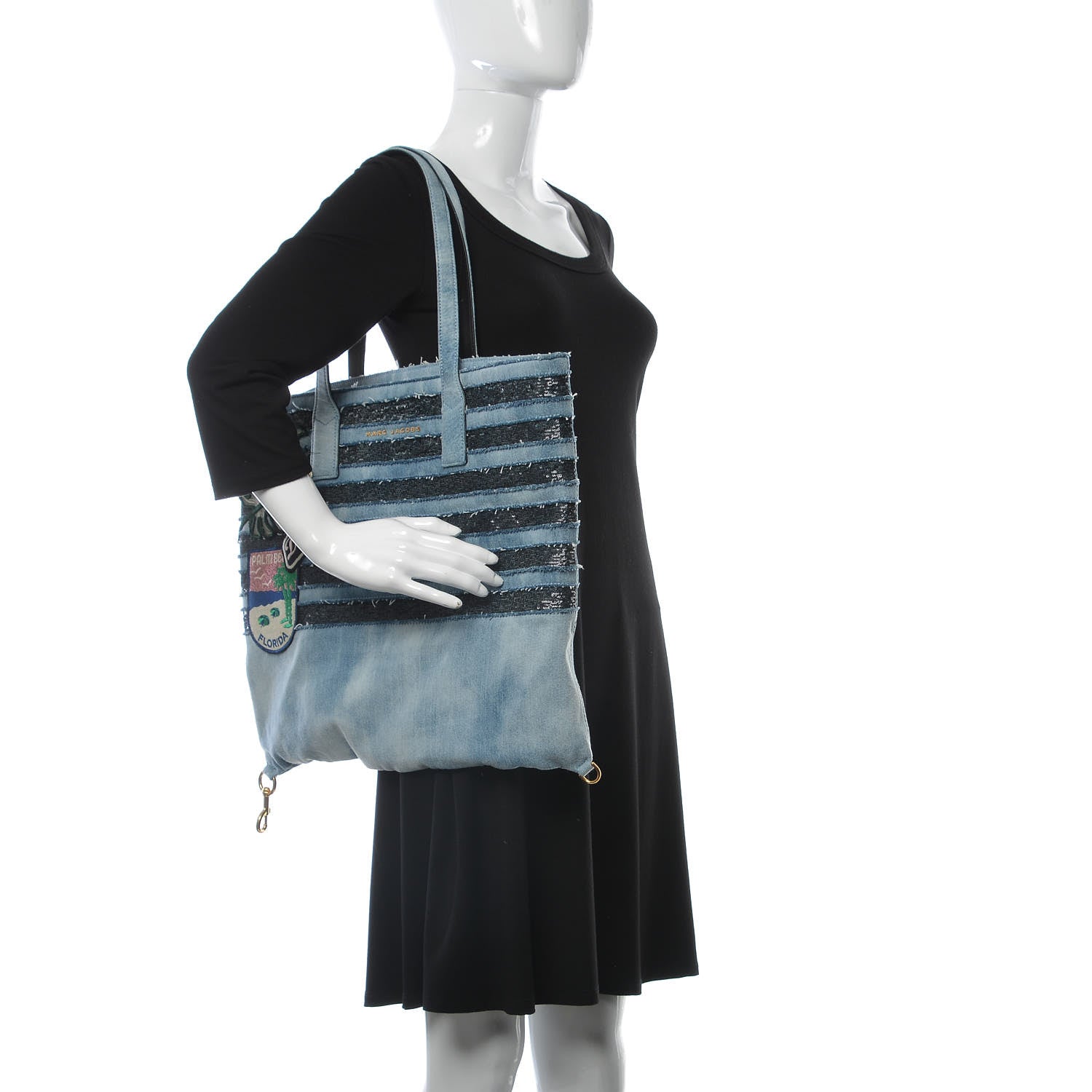 Marc Jacobs Denim Striped Wingman Tote Blue 2 of 7