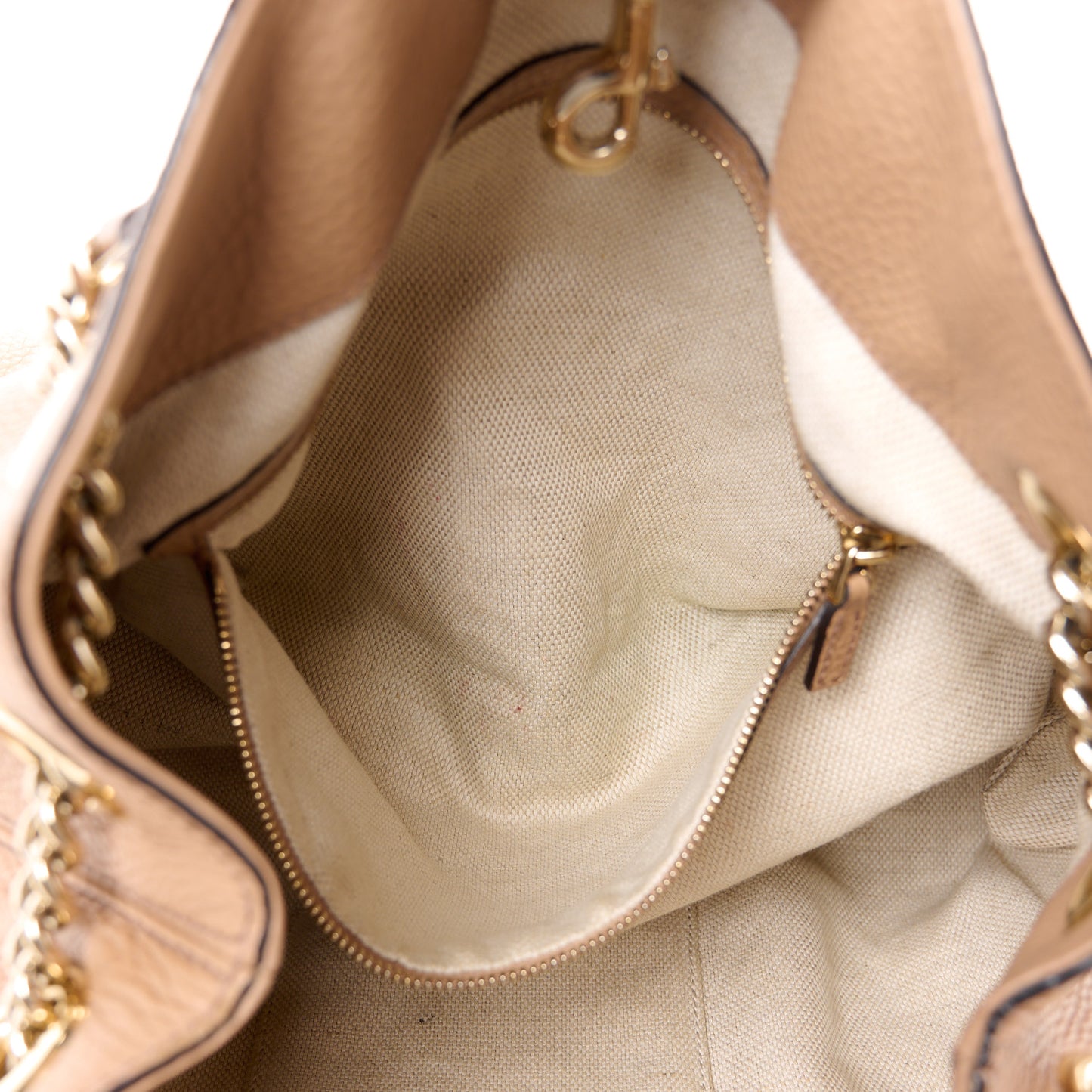 Pebbled Calfskin Medium Soho Chain Shoulder Bag Camelia