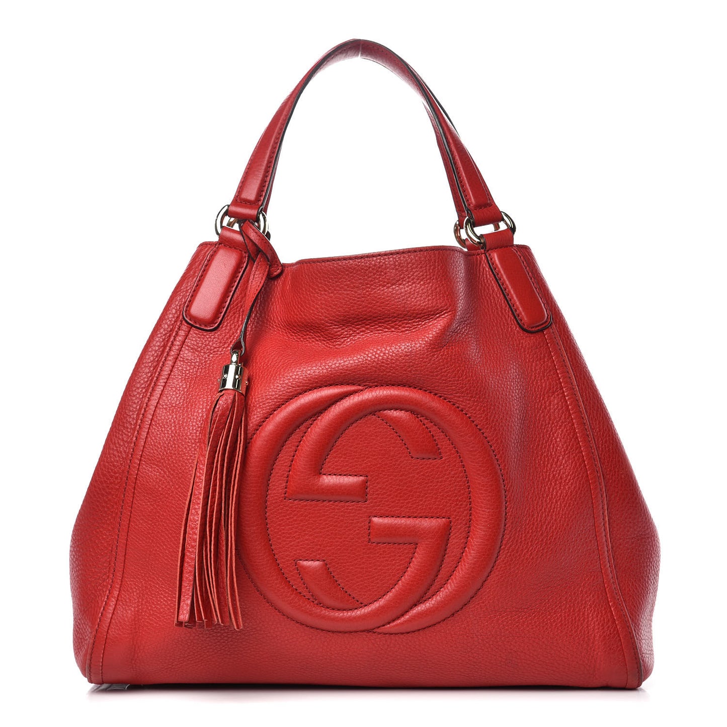 Pebbled Calfskin Medium Soho Shoulder Bag Red