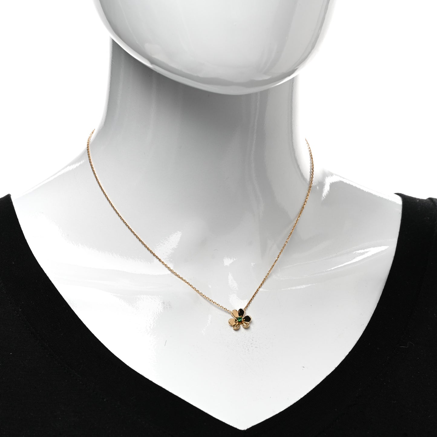 18K Yellow Gold Emerald Mini Frivole Pendant Necklace