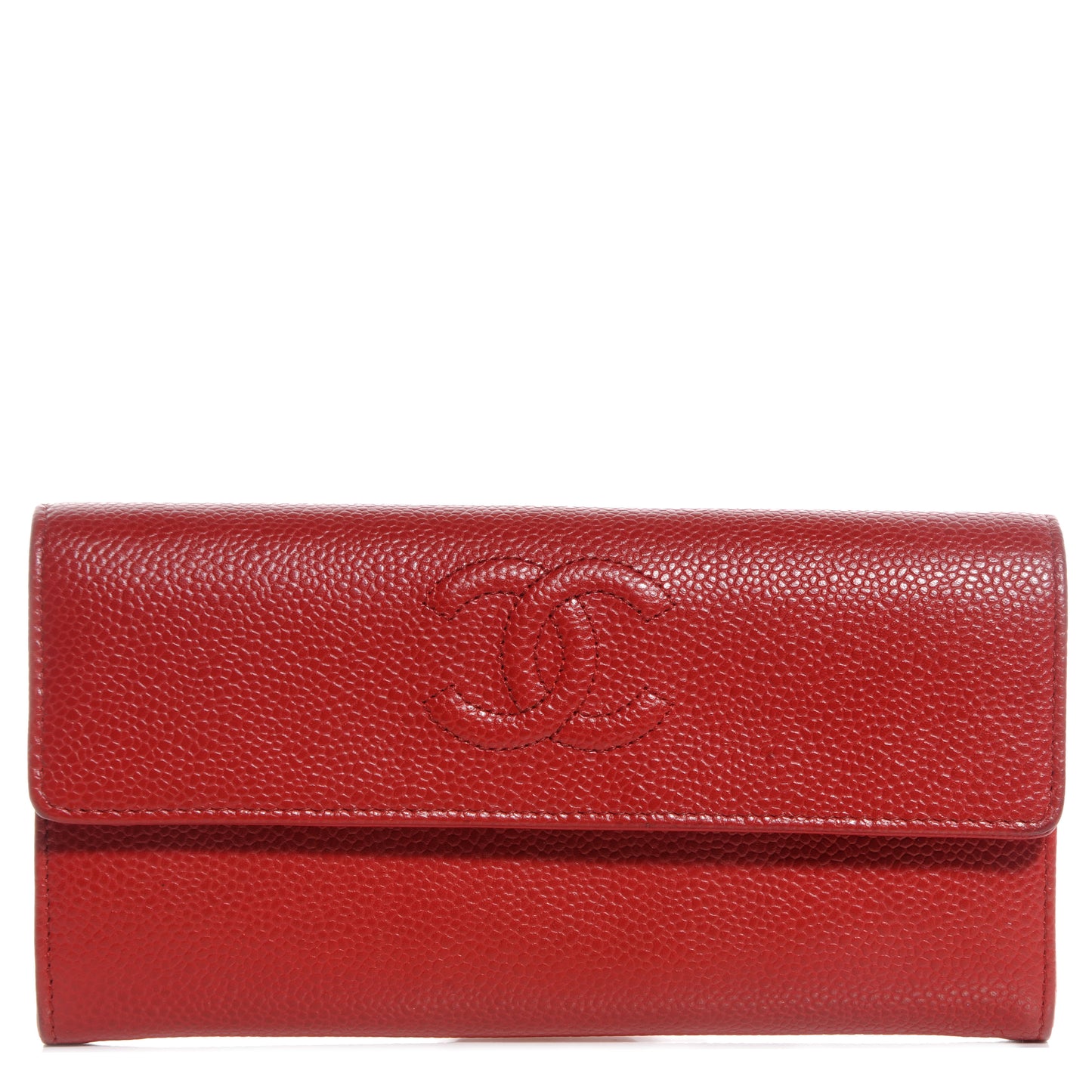 Caviar Large Gusset Flap Wallet Red