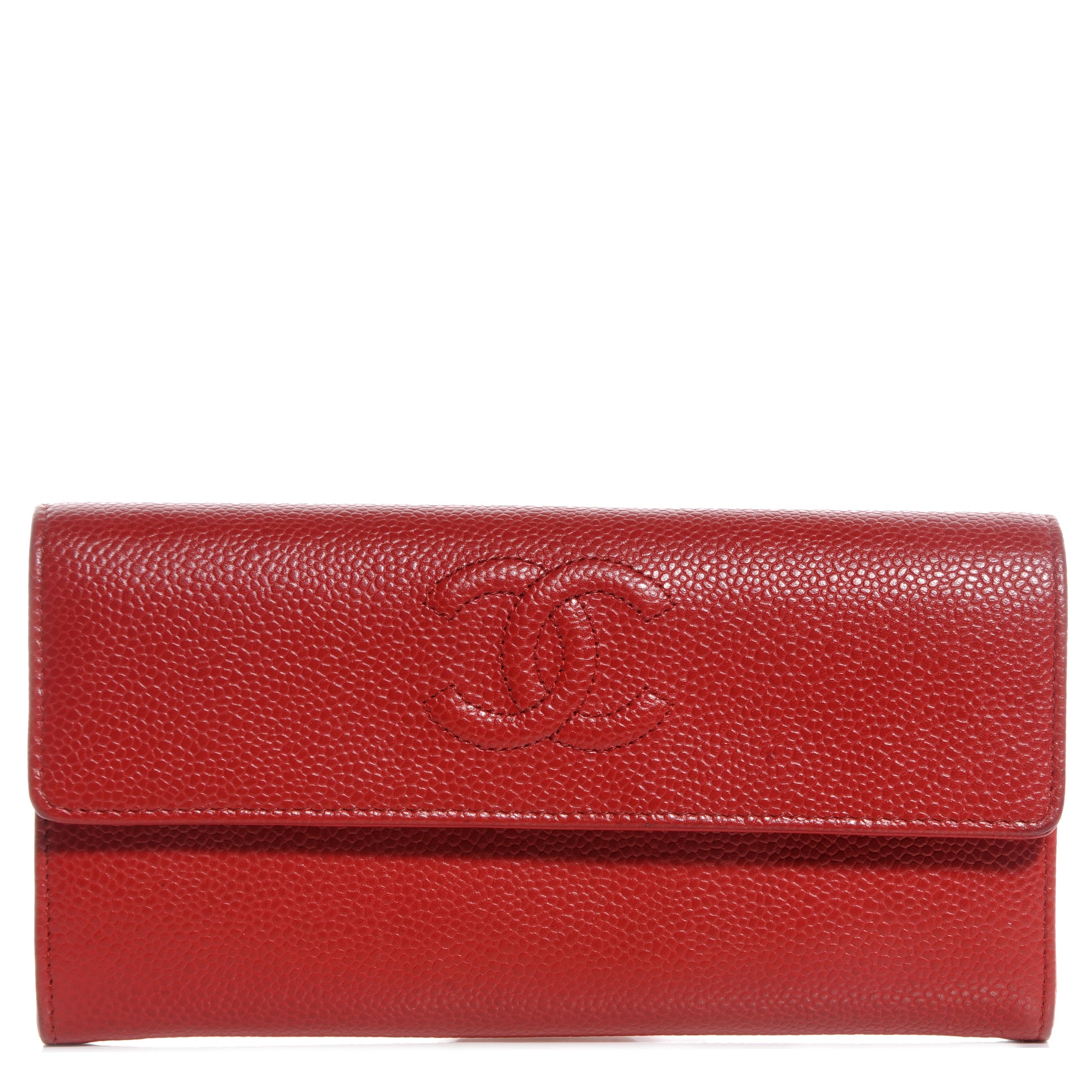 Chanel Caviar Large Gusset Flap Wallet Red 1 of 9