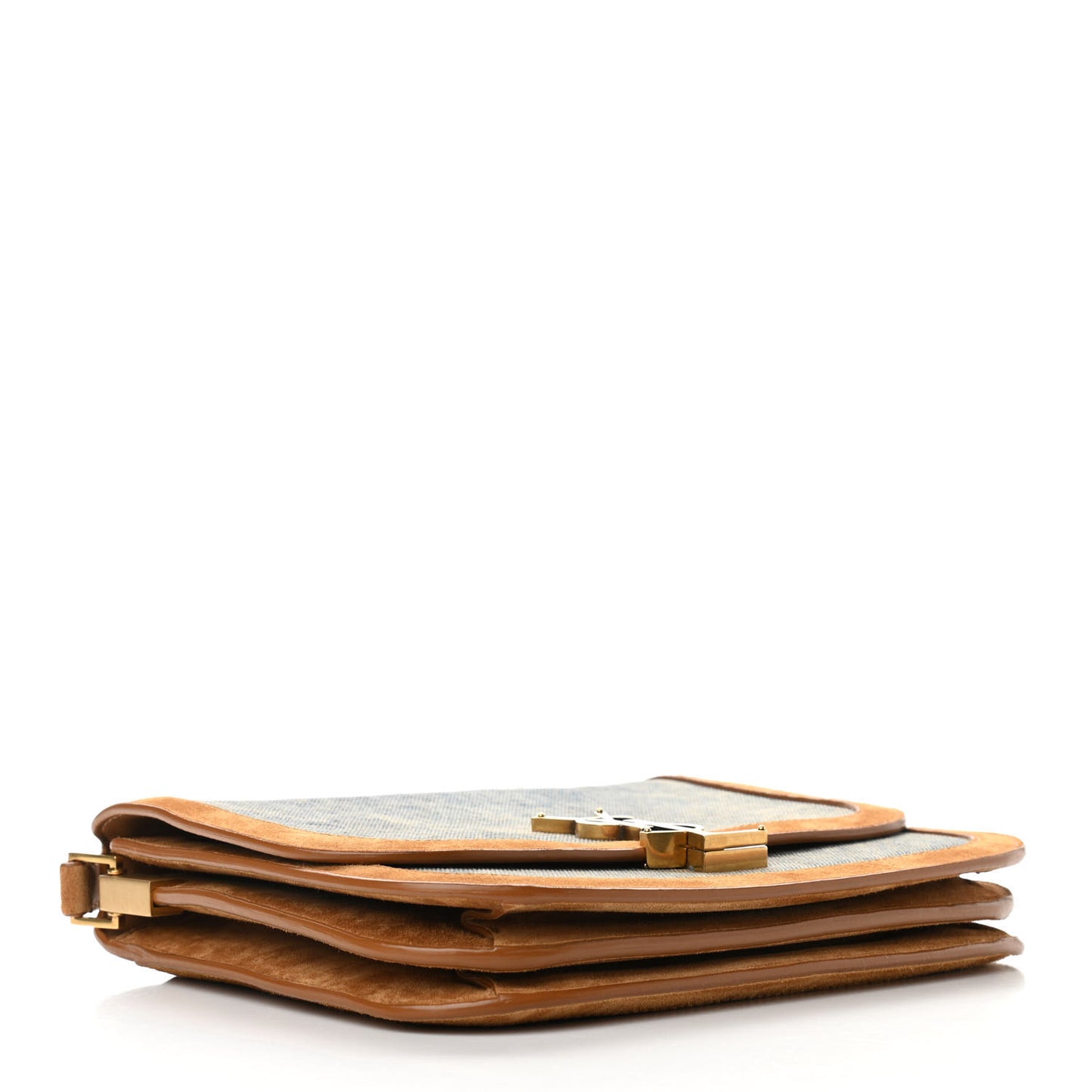 Denim Suede Monogram Medium Solferino Soft Satchel Blue Cinnamon