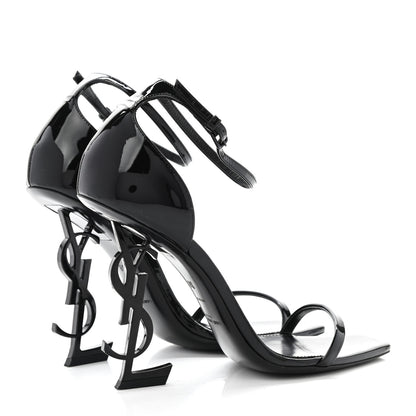 Saint Laurent Patent Calfskin Opyum 110 Sandals 38 Black 4 of 11