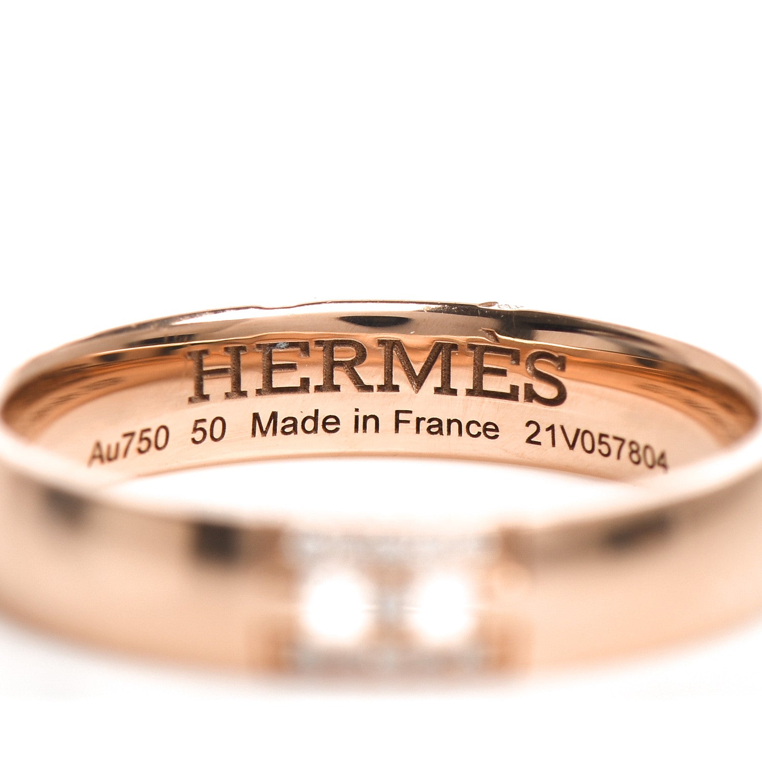Hermes 18K Rose Gold Diamond Ever Herakles Wedding Band Ring 50 5.25 4 of 5