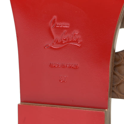 Christian Louboutin Calfskin Crocodile Embossed Cubongo Sandal Flats 37 Biscotto 10 of 12