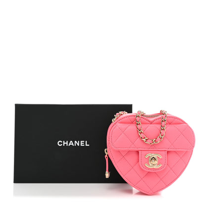 Chanel Lambskin Quilted CC In Love Heart Clutch With Chain Pink 10 of 10