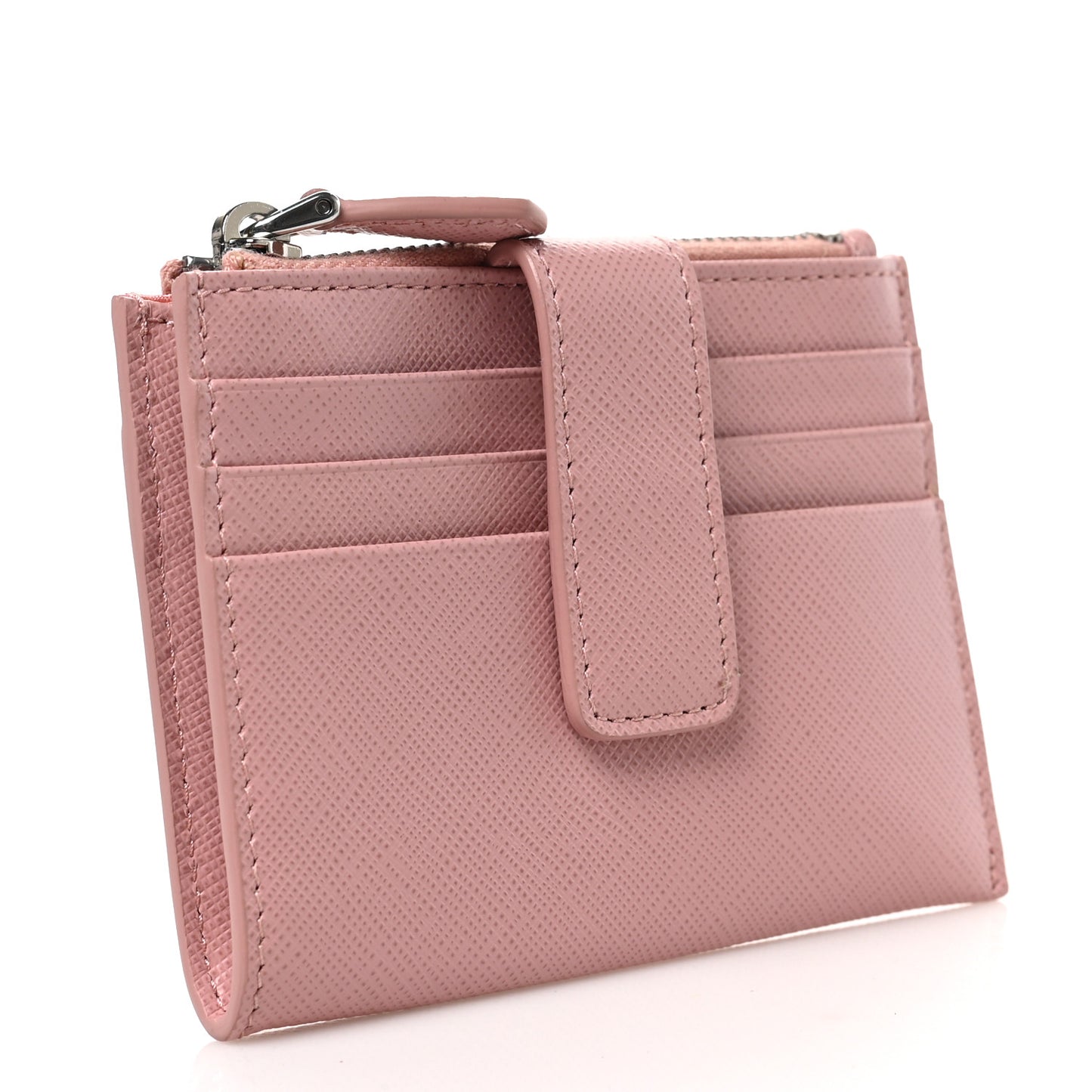 Saffiano Metal Zip Card Holder Wallet Pesco
