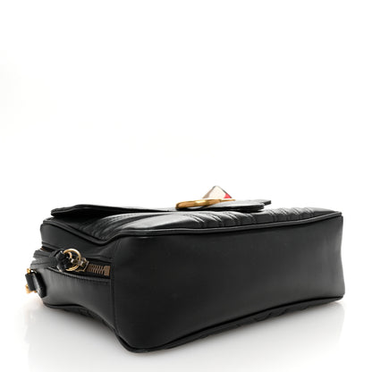 Gucci Calfskin Matelasse Sylvie Web Small GG Marmont Top Handle Shoulder Bag Black 4 of 11