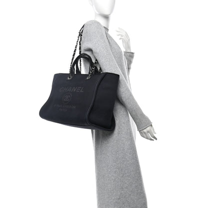 Chanel Mixed Fibers Medium Deauville Tote Dark Blue 2 of 13