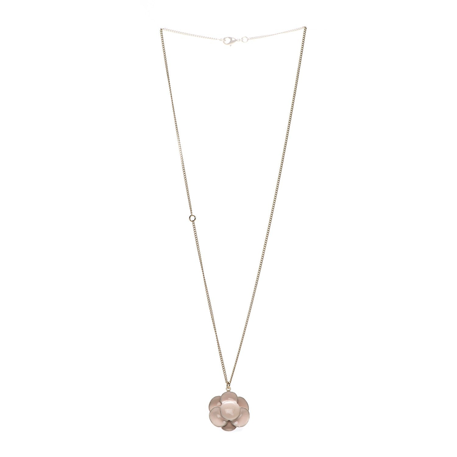 Chanel Enamel CC Camellia Pendant Necklace Gold 4 of 5