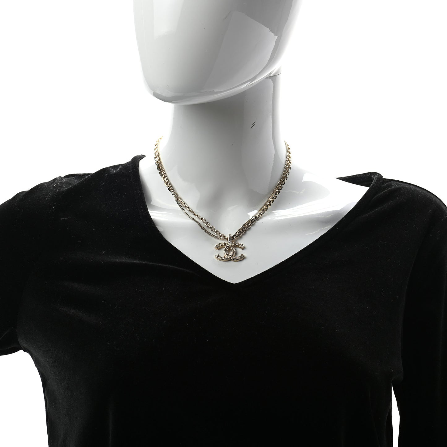Crystal CC Multi Strand Chain Necklace Gold