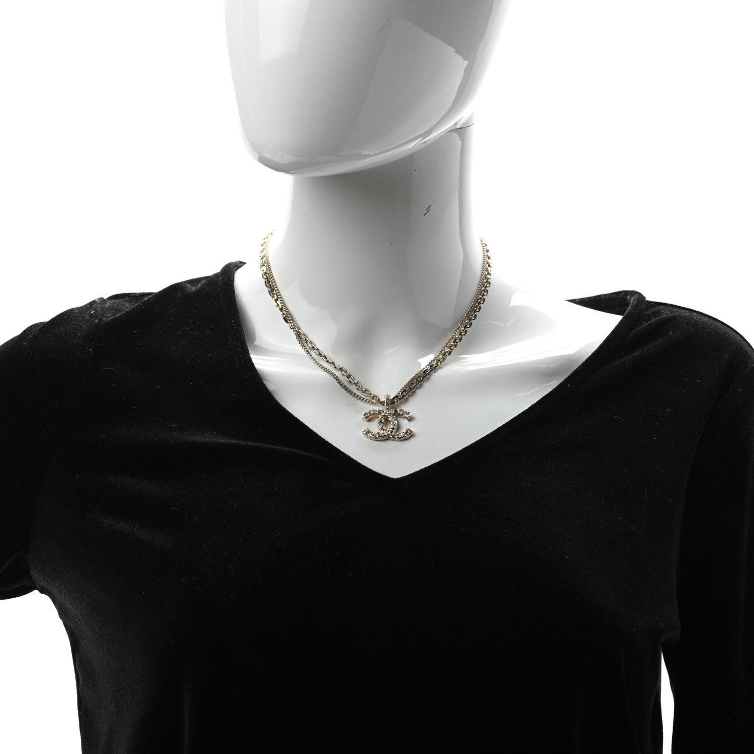 Chanel Crystal CC Multi Strand Chain Necklace Gold 2 of 5