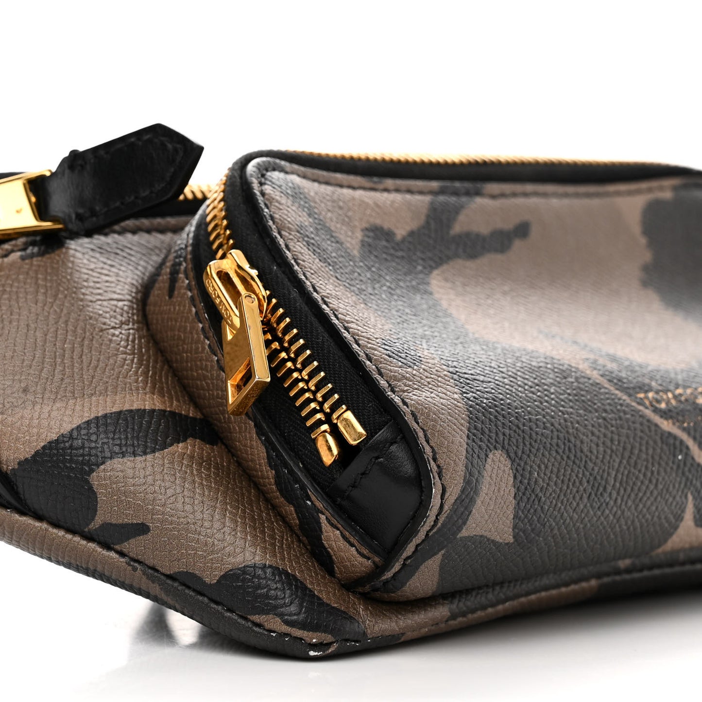 Grained Calfskin Camo Print Belt Bag Green