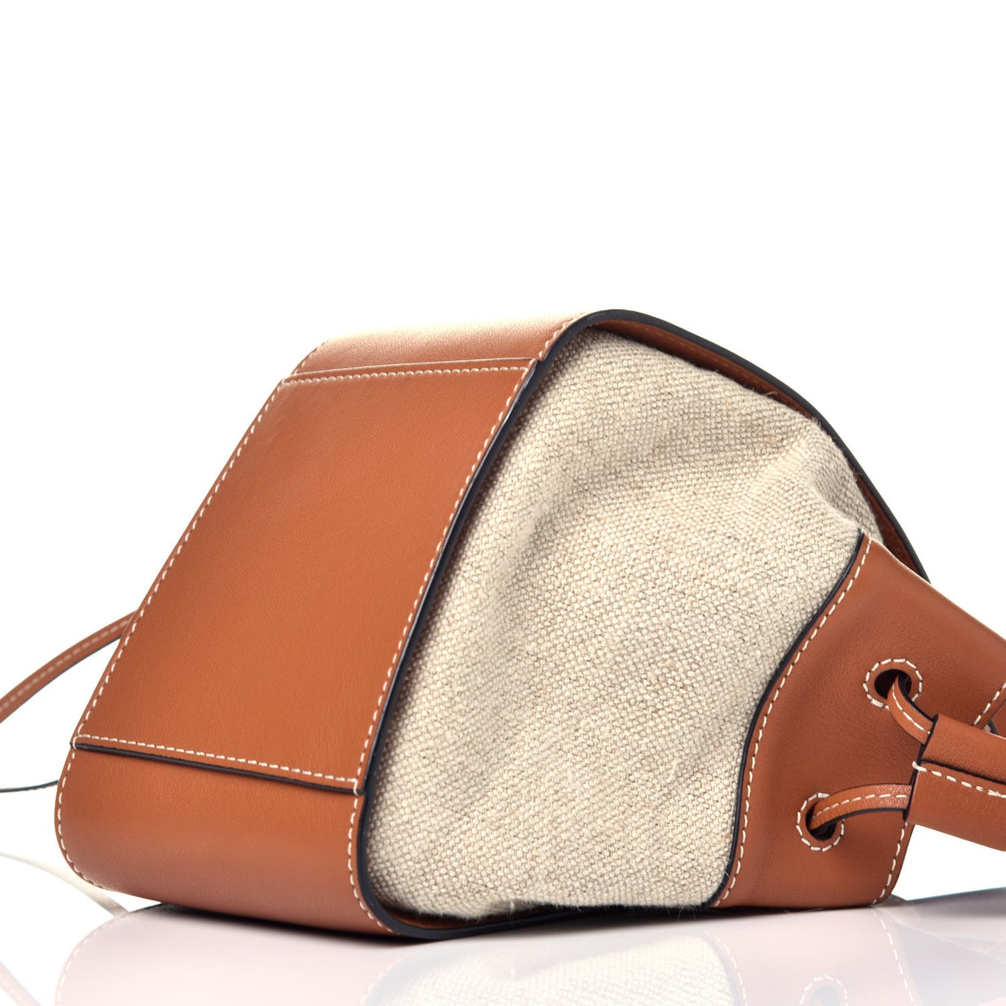 Calfskin Canvas Mini Hammock Shoulder Bag Natural Tan