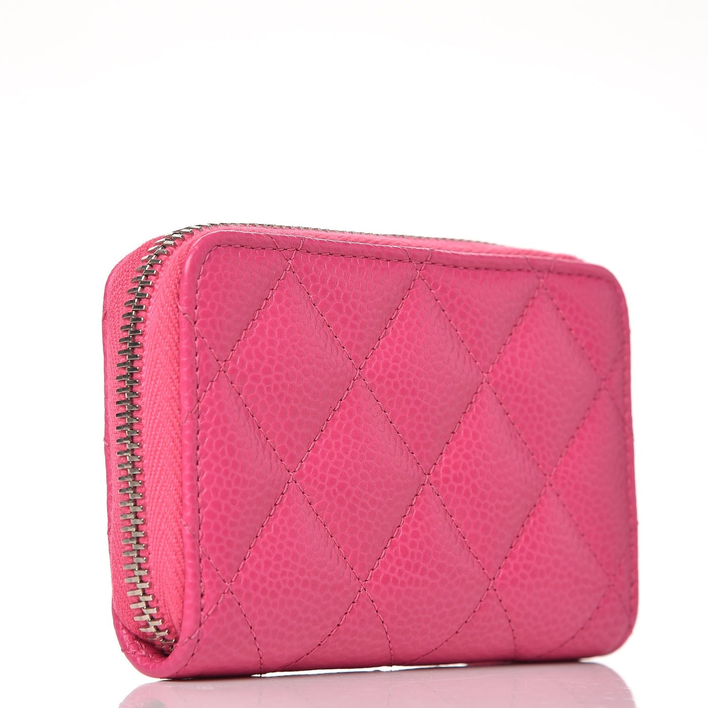 Caviar Quilted Zip Coin Purse Pink