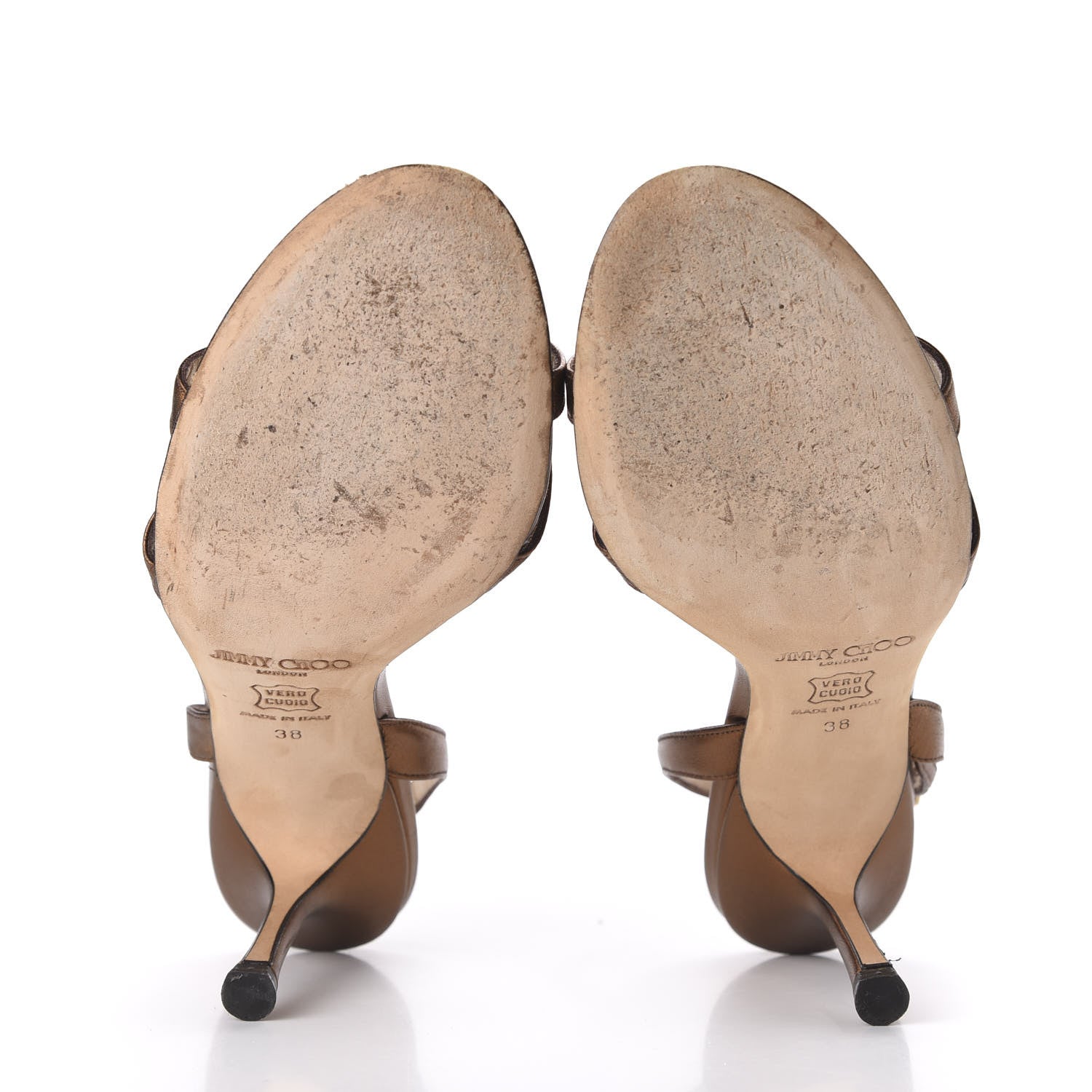 Jimmy Choo Metallic Calfskin India Sandals 38 Bronze 5 of 10