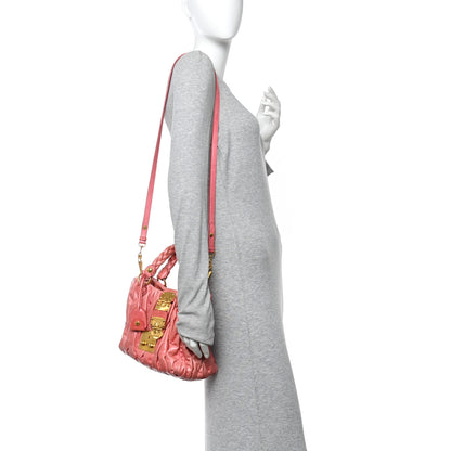 Miu Miu Nappa Matelasse Lux Coffer Hobo Begonia 2 of 15