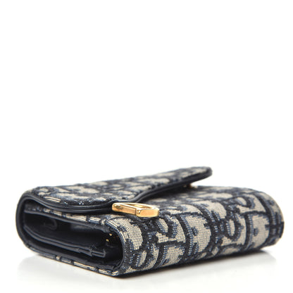 Christian Dior Oblique Saddle Lotus Wallet Blue 4 of 7