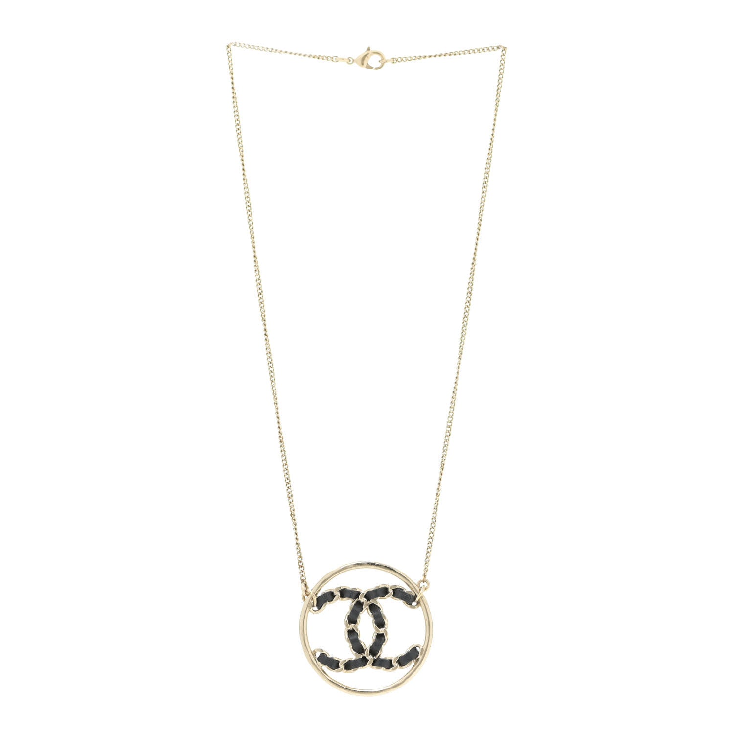 Chanel Lambskin CC Chain Necklace Gold Black 3 of 6
