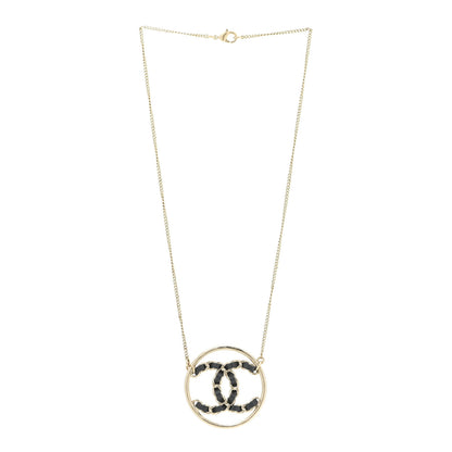 Chanel Lambskin CC Chain Necklace Gold Black 3 of 6