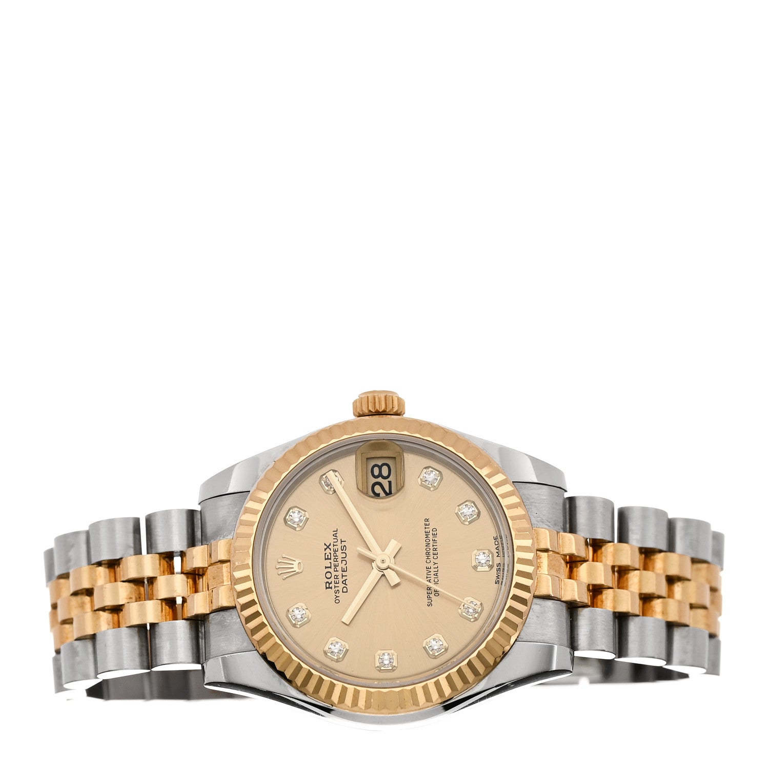 Rolex Stainless Steel 18K Yellow Gold Diamond 31mm Oyster Perpetual Datejust Watch Champagne 178273 2 of 5