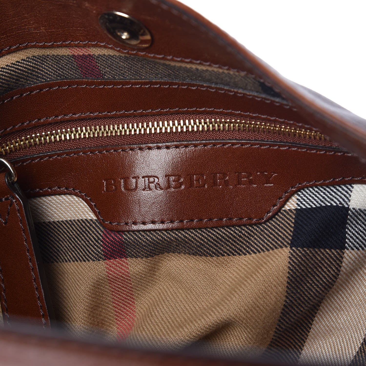 Burberry Soft Lambskin Bridle Calfskin Medium Gosford Hobo Dark Tan 10 of 10