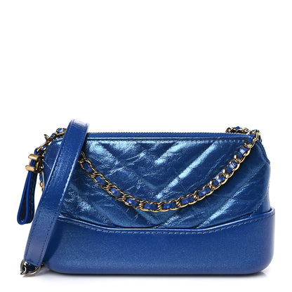 Chanel Iridescent Aged Calfskin Chevron Quilted Small Gabrielle Clutch With Chain Blue 1 of 11