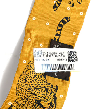 Hermes Silk Guepards Bandana Twilly Gris Perle Rouge H 4 of 4