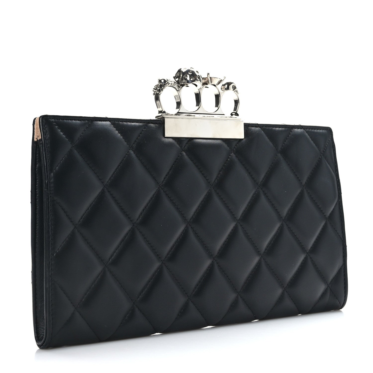 Alexander McQueen Nappa Quilted Knuckle Flat Clutch Black 3 of 7