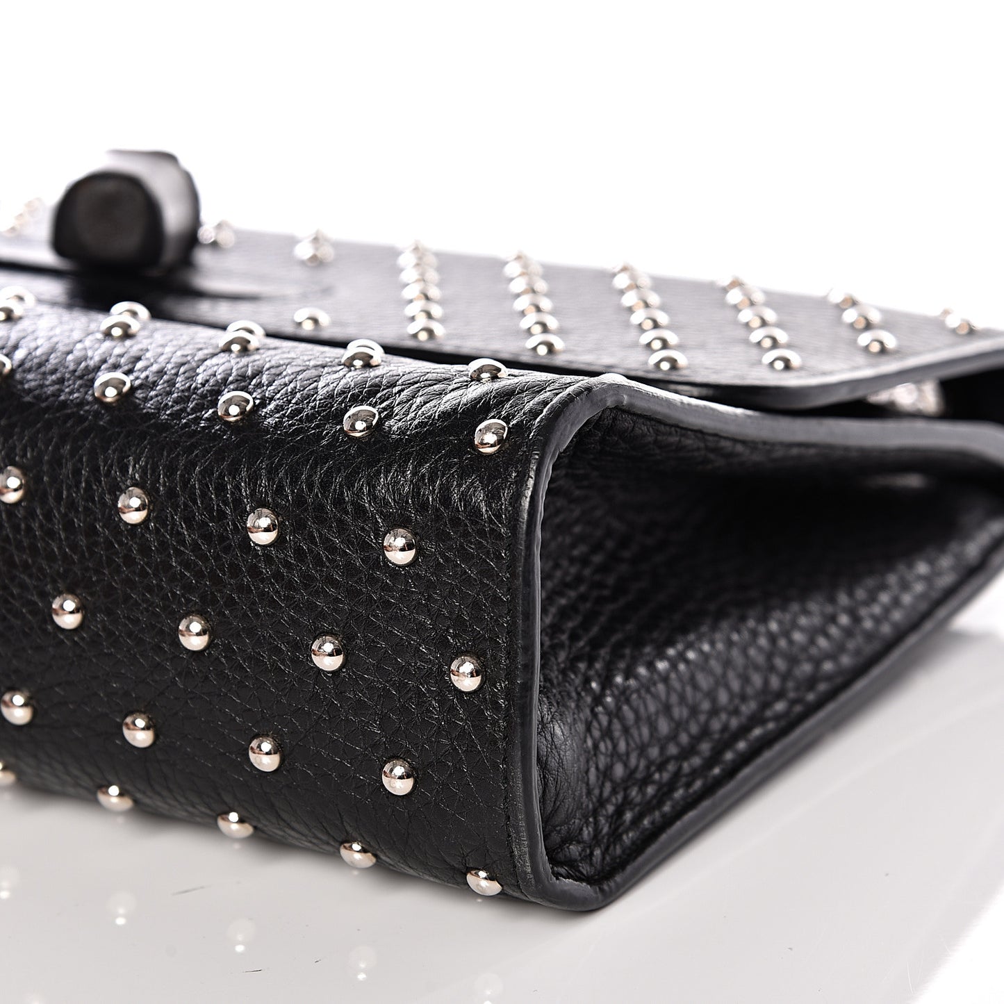Calfskin Studded Medium Miss Bamboo Shoulder Bag Black