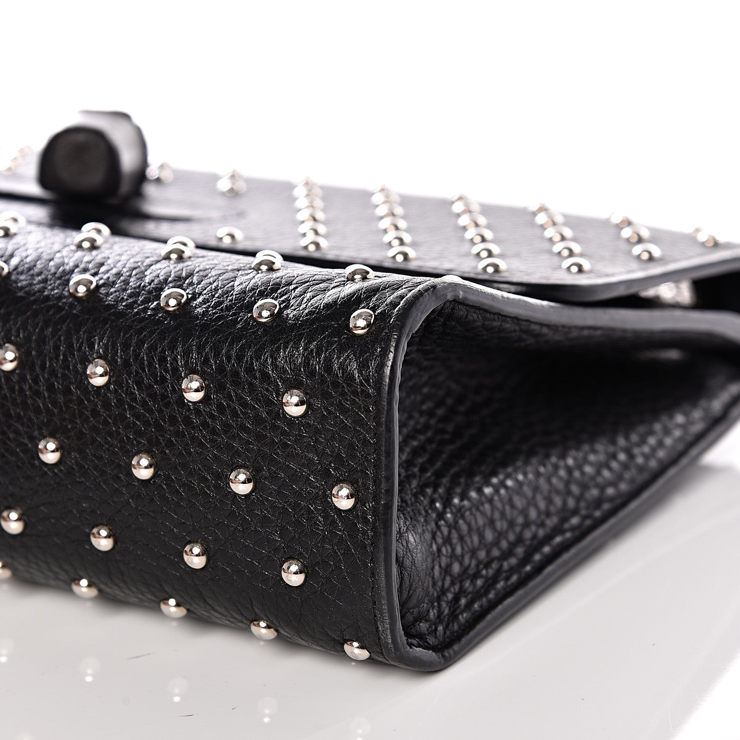 Gucci Calfskin Studded Medium Miss Bamboo Shoulder Bag Black 8 of 11