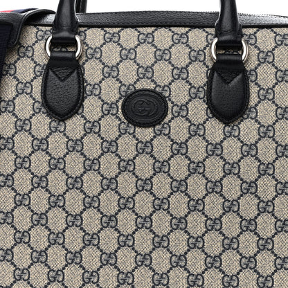 Gucci GG Supreme Monogram Textured Dollar Calfskin Web Retro Interlocking G Business Case Beige Blue 8 of 13