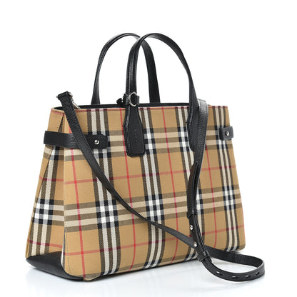 Burberry Goatskin Vintage Check Medium Banner Tote Black 2 of 11