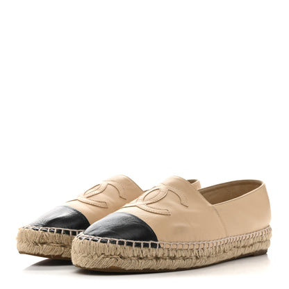 Chanel Lambskin CC Espadrilles 40 Beige Black 4 of 10