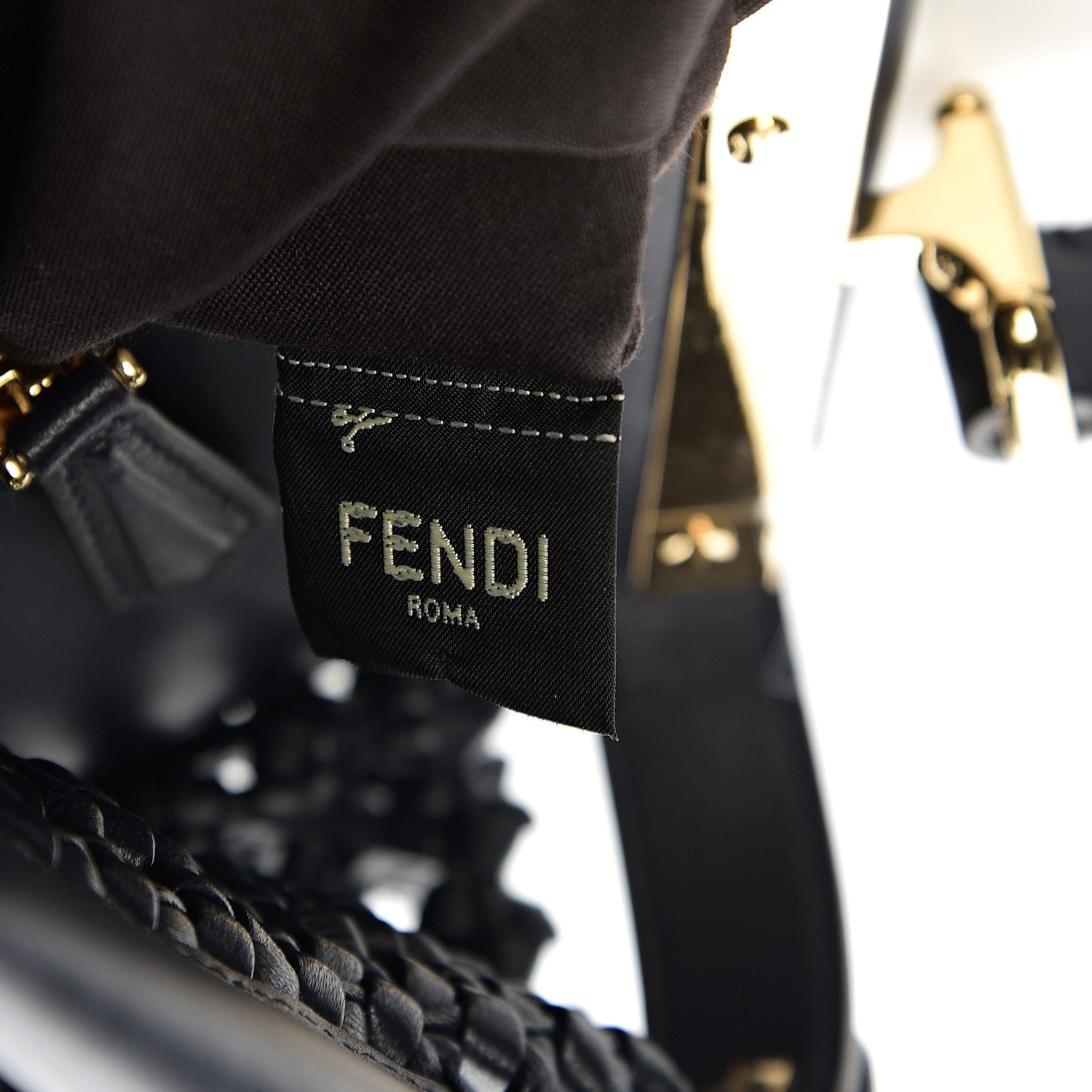Fendi Nappa Matisse Intreccio Large Peekaboo Iconic Satchel Midnight 6 of 10