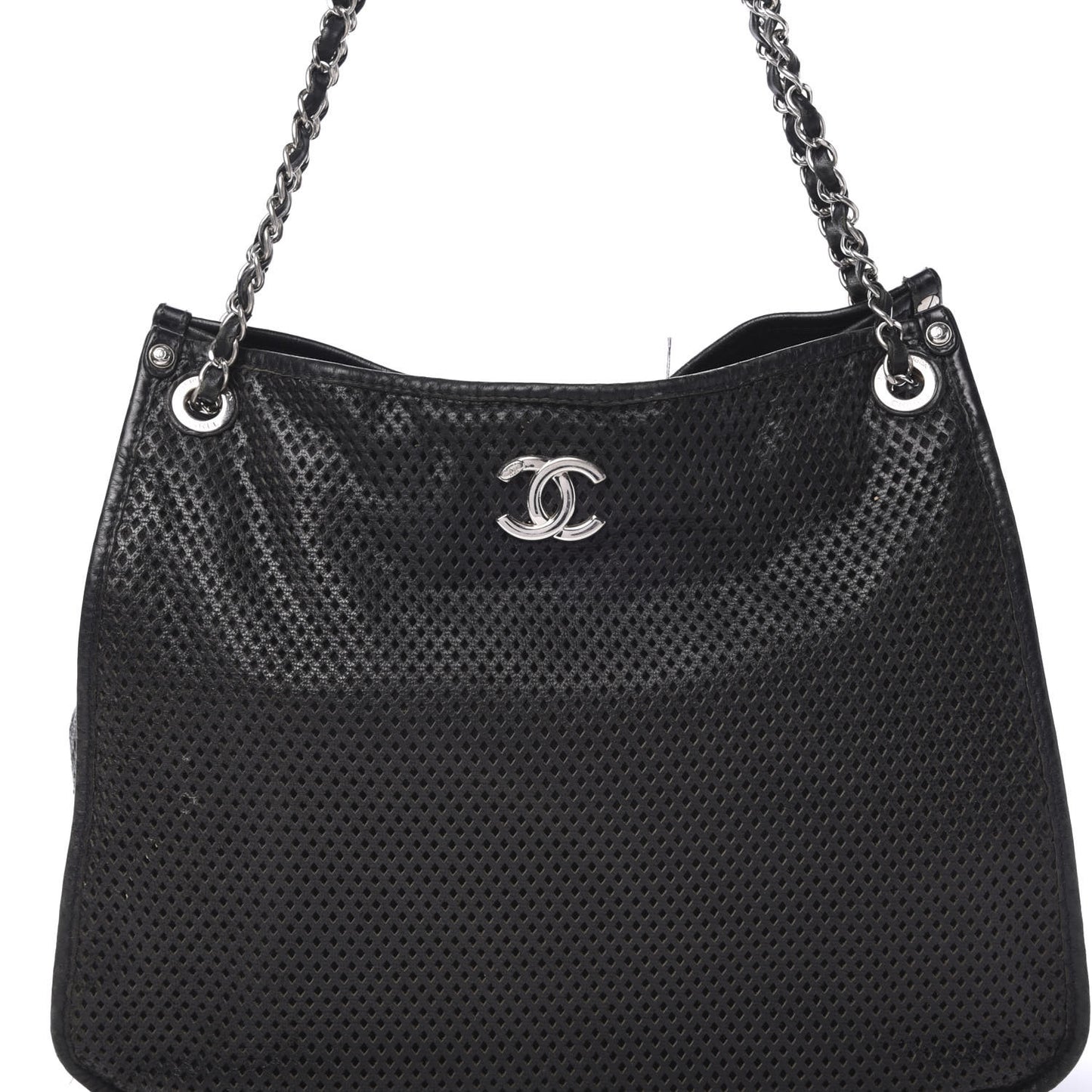 Calfskin Perforated Up In The Air Tote Black