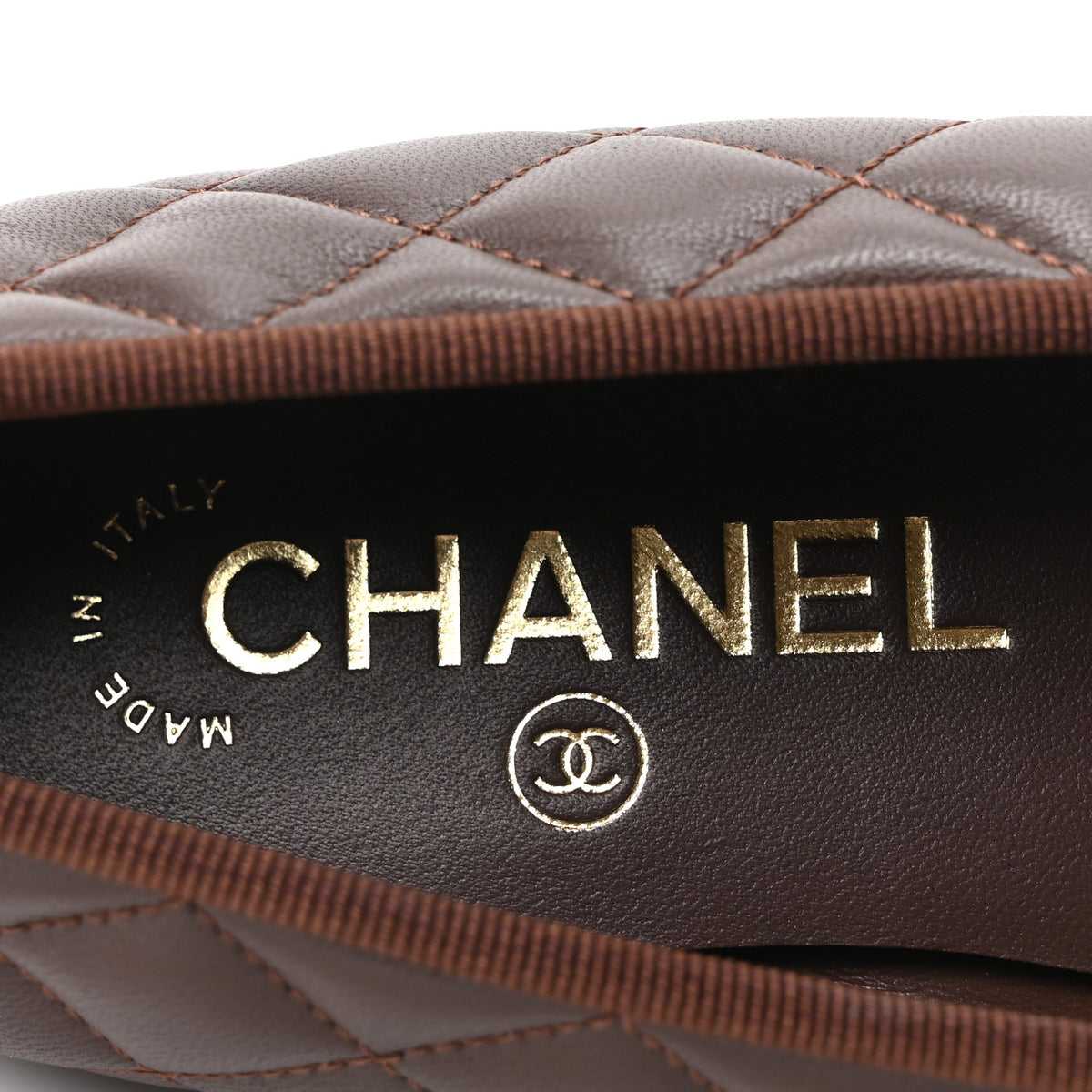Chanel Lambskin Quilted CC Cap Toe Ballerina Flats 36 Dark Brown 8 of 10