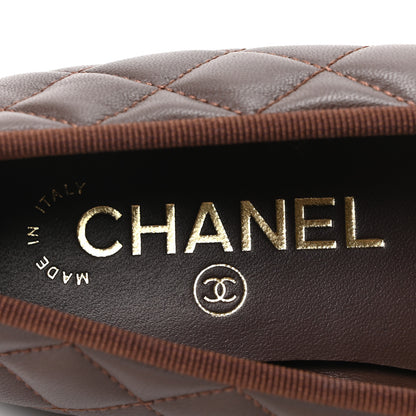 Chanel Lambskin Quilted CC Cap Toe Ballerina Flats 36 Dark Brown 8 of 10