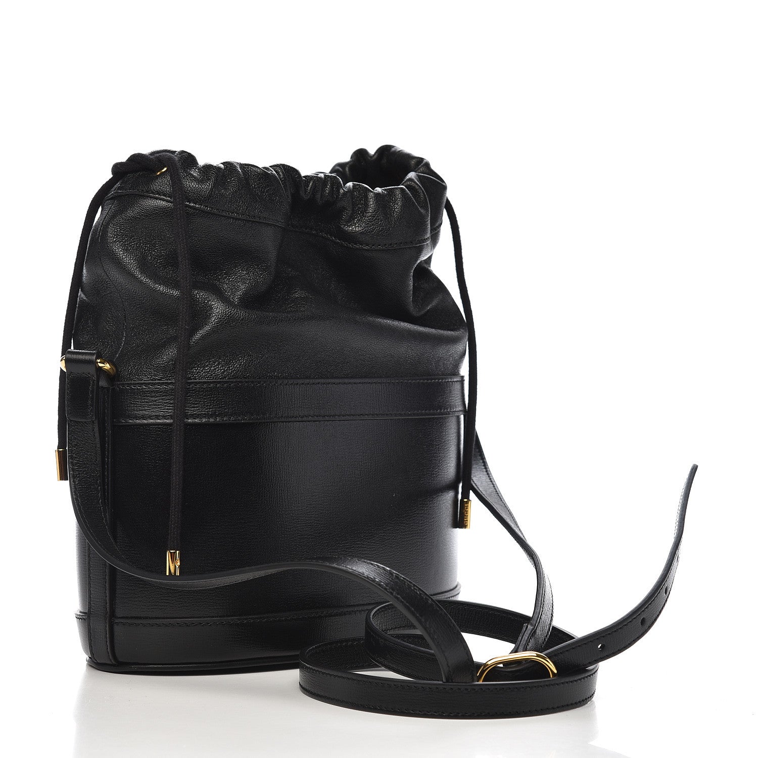 Gucci Azalea Sakai Calfskin Horsebit 1955 Drawstring Bucket Bag Black 3 of 10