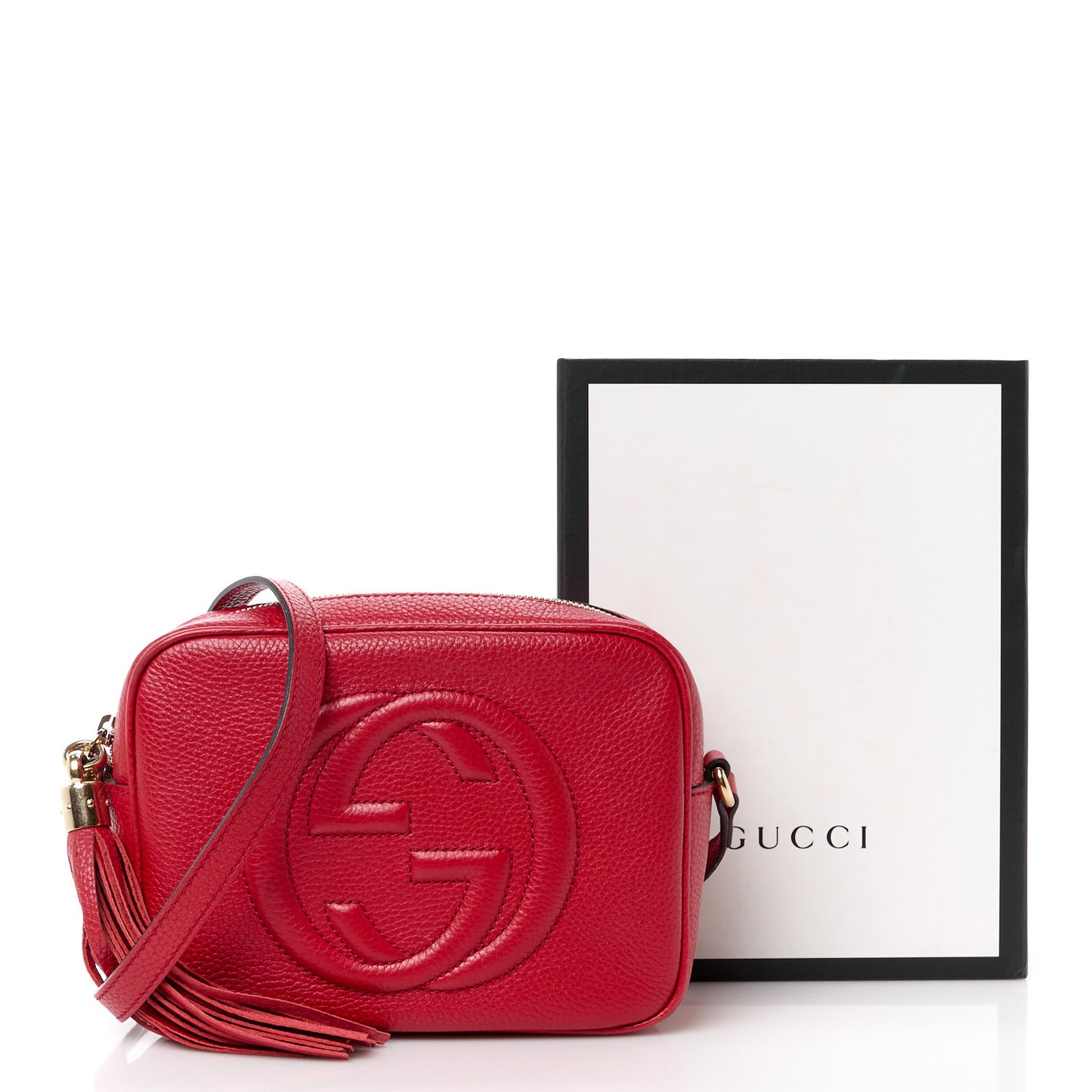 Pebbled Calfskin Small Soho Disco Bag Vibrant Red