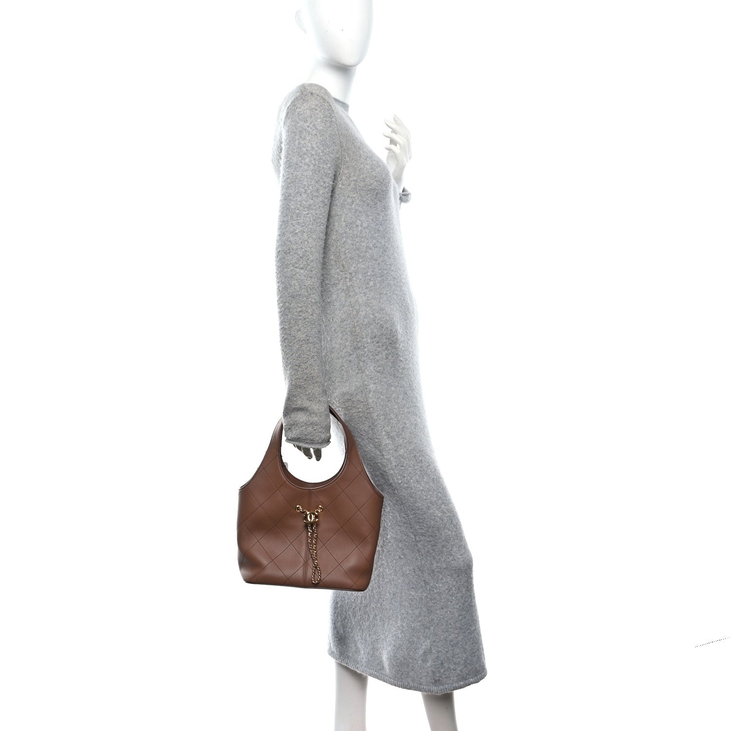 Chanel Calfskin Quilted Small Shopping Bag Brown 3 of 21