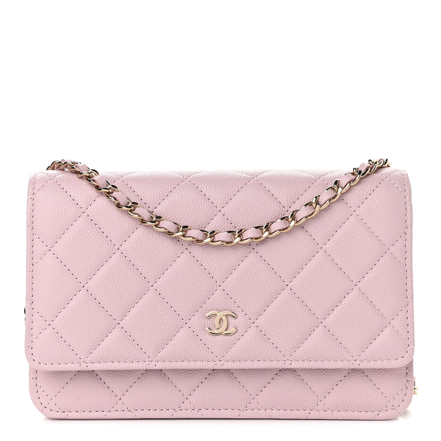 Caviar Quilted Wallet On Chain WOC Light Pink