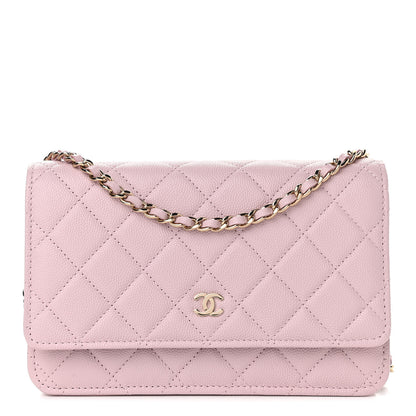 Chanel Caviar Quilted Wallet On Chain WOC Light Pink 1 of 12