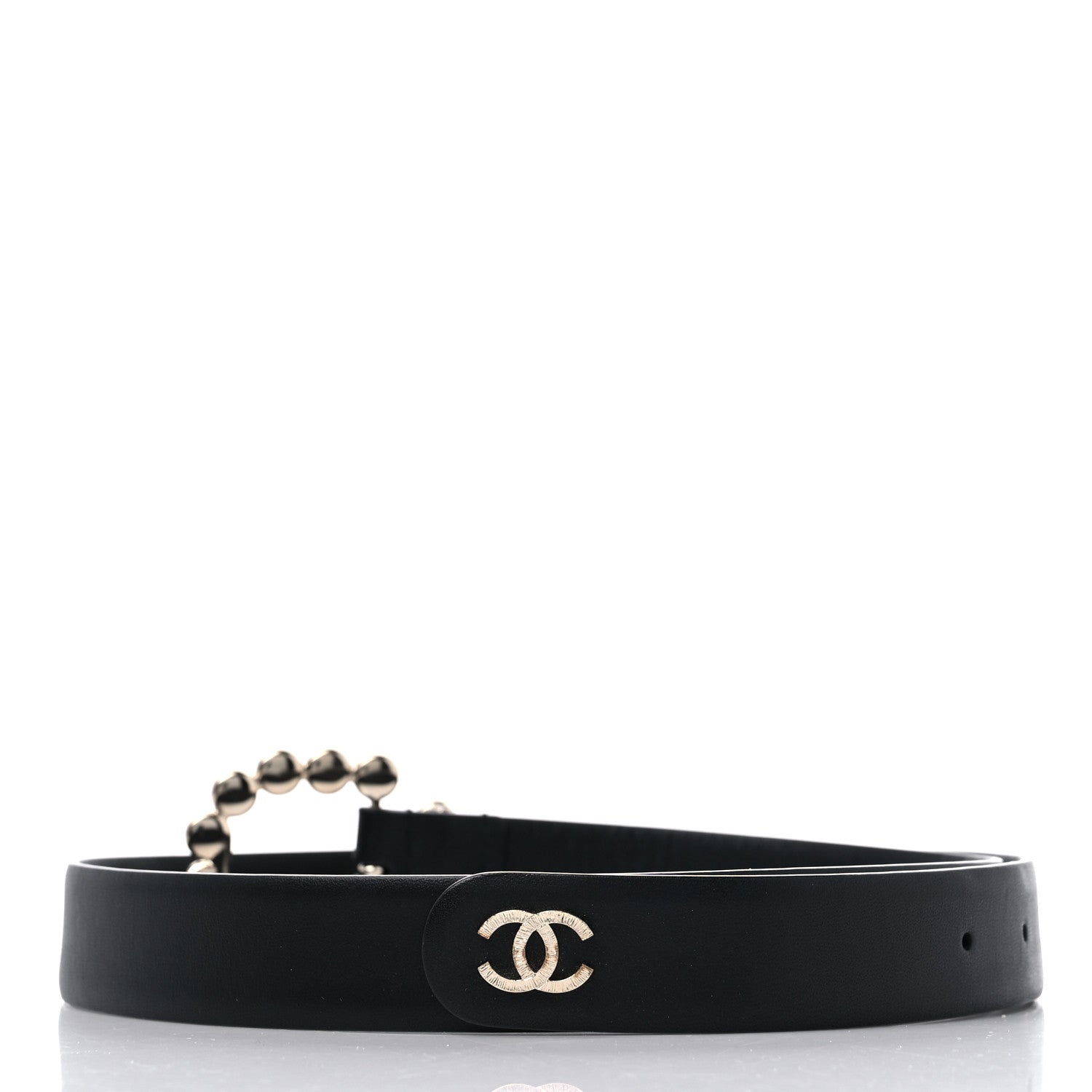 Chanel Calfskin Pearl Belt 80 32 Black 3 of 7