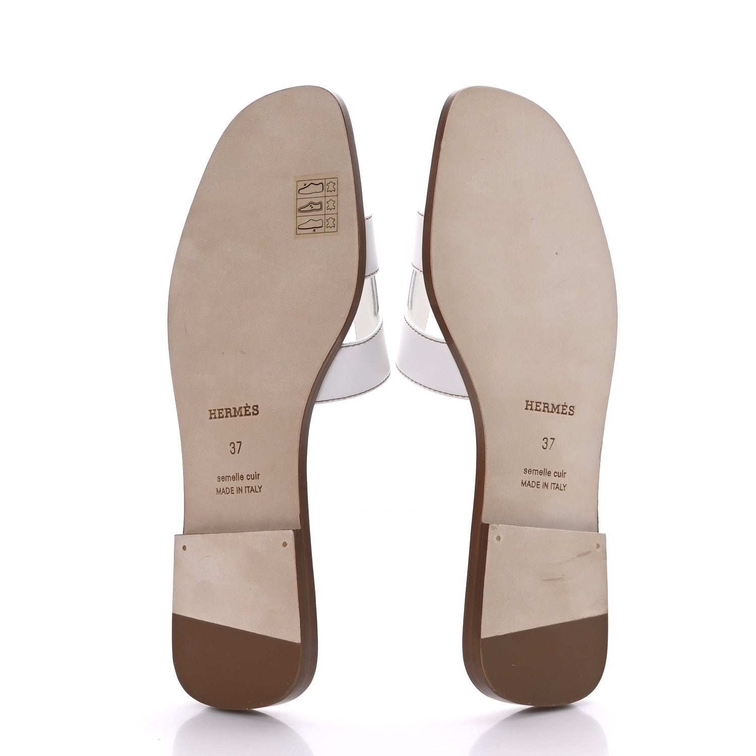 Hermes Box Calfskin Oran Sandals 37 White 5 of 9