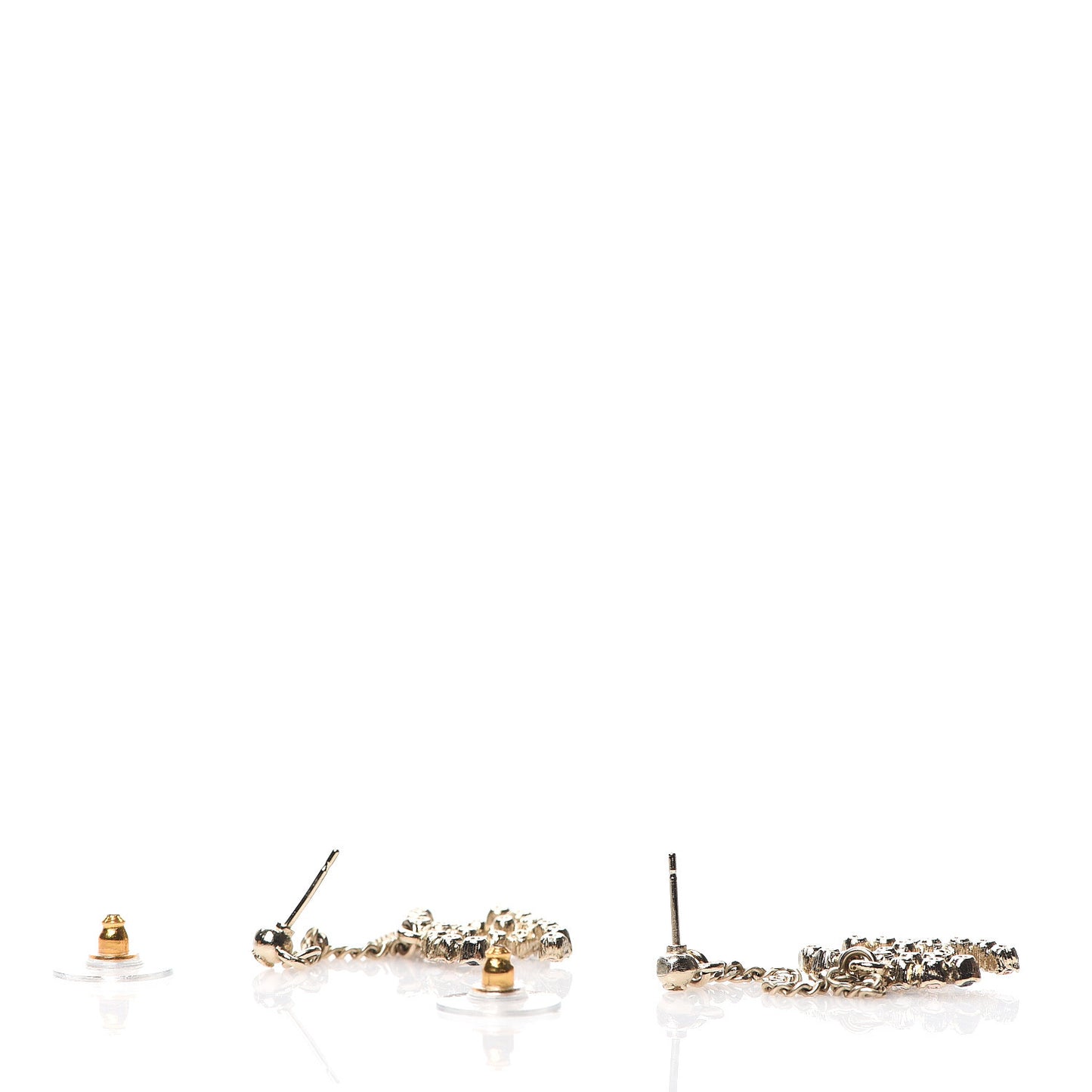 Crystal CC Drop Earrings Pink Grey Gold