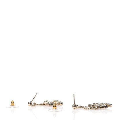 Chanel Crystal CC Drop Earrings Pink Grey Gold 3 of 5