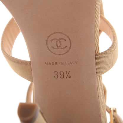 Chanel Grosgrain Pearl Bow Sandals 39.5 Beige 7 of 9